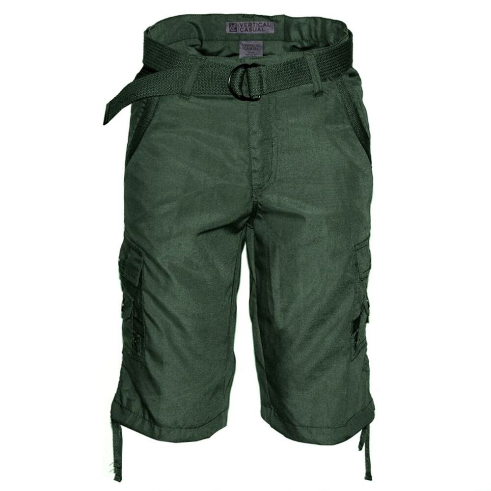 Men's Cargo Shorts Casual Cotton Multi Pockets Belted Lightweight Casual Short